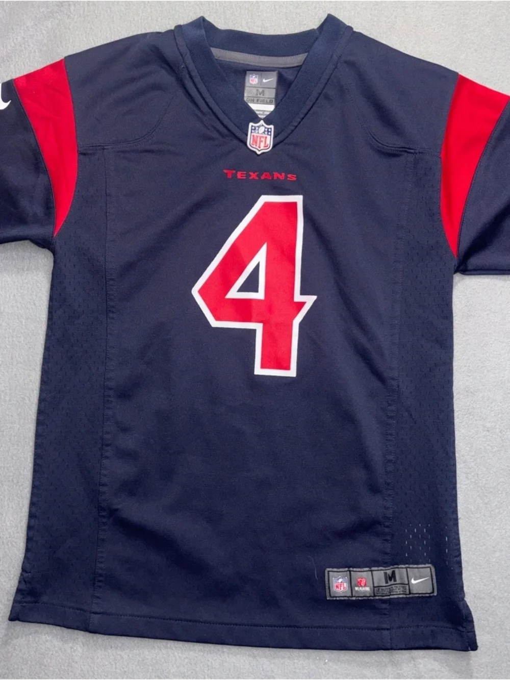 Kids Nike Houston Texans Deshaun Watson Navy Blue Home Game Football Jersey #4 M